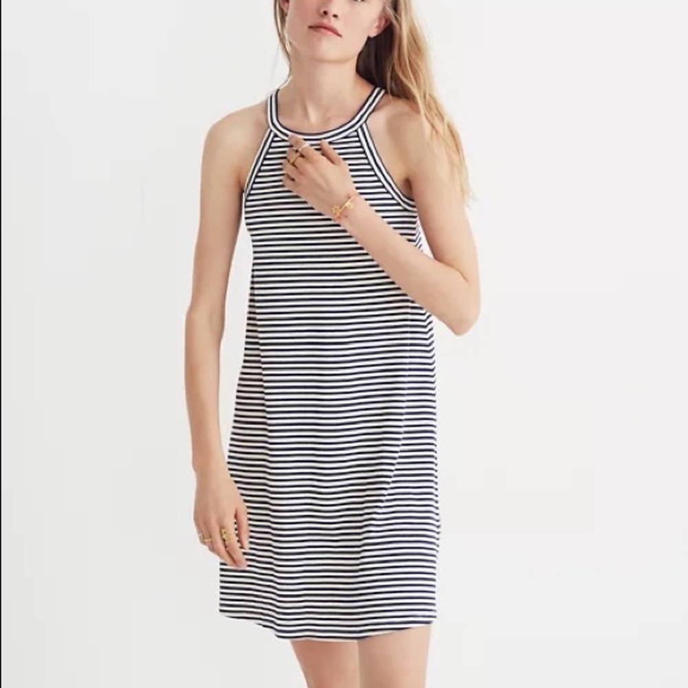 Madewell District Dress in Navy White Stripe